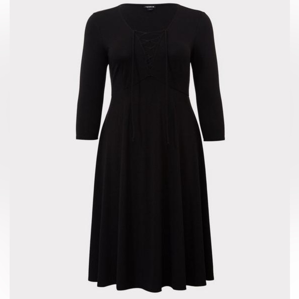 Torrid Midi Jersey Tie Front Dress - Picture 3 of 8